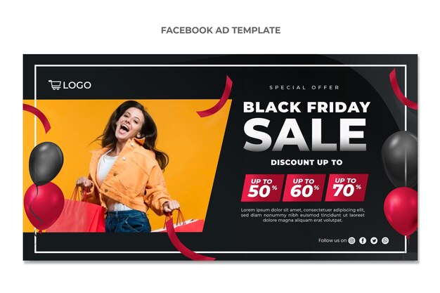 Realistic black friday social media promo template