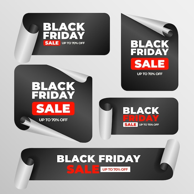 Collezione di adesivi black friday realistici