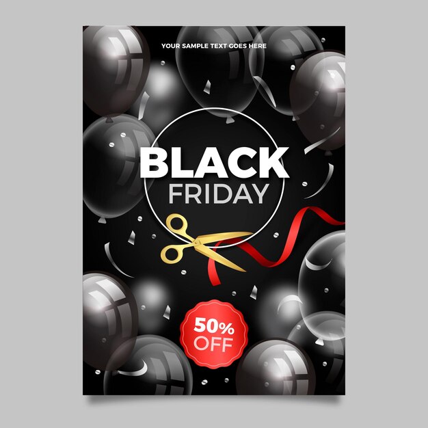 Realistic black friday vertical poster template