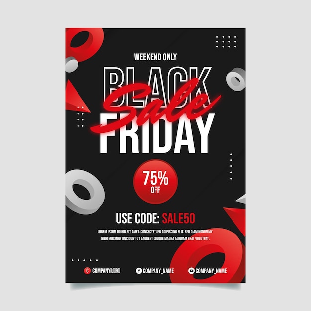 Realistic black friday vertical poster template