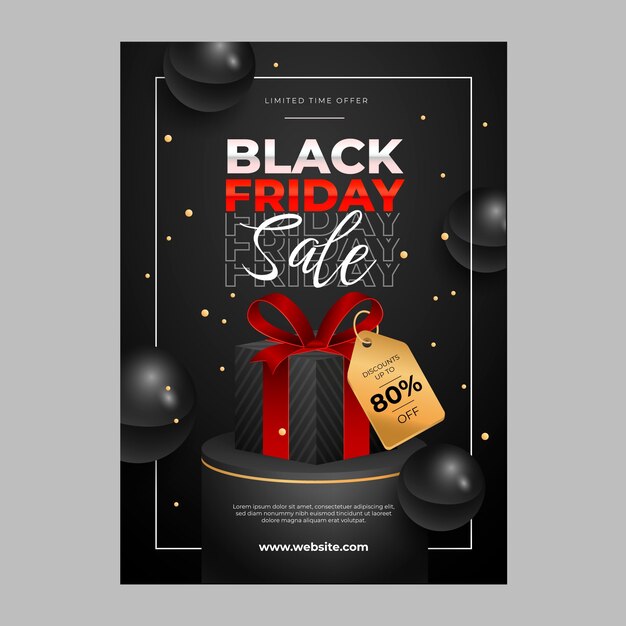 Realistic black friday vertical poster template