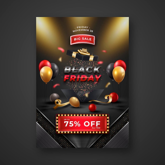 Realistic black friday vertical poster template