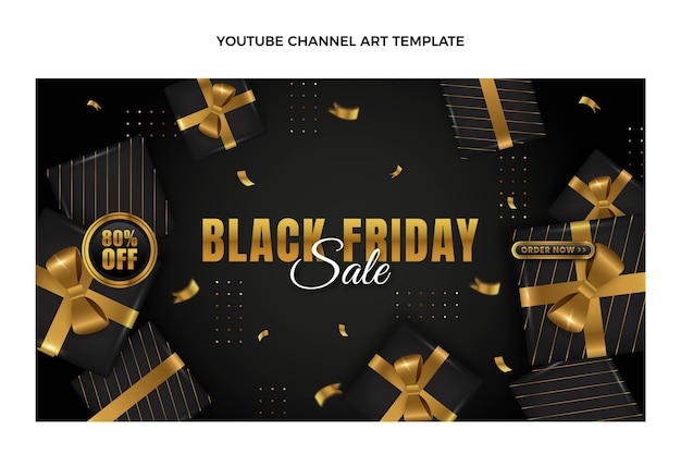 Vettore gratuito arte realistica del canale youtube del black friday