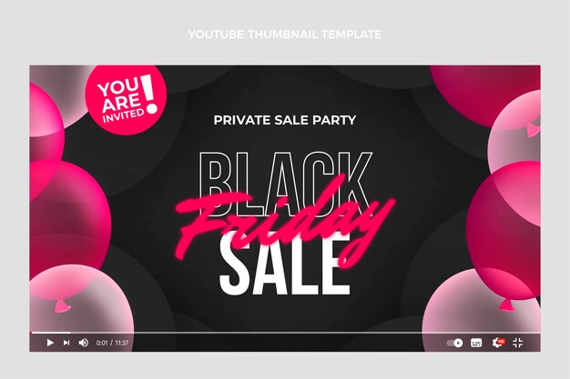 Realistic black friday youtube thumbnail with pink balloons