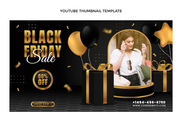 Vettore gratuito miniatura realistica di youtube del black friday