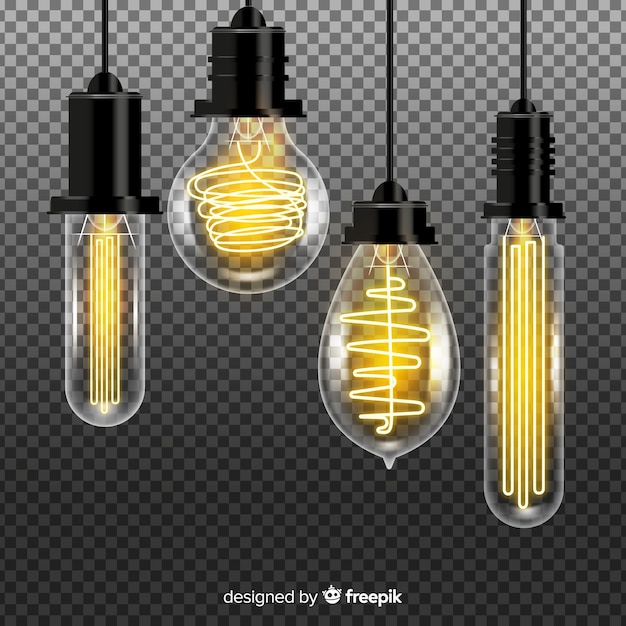 Free vector realistic black light bulbs