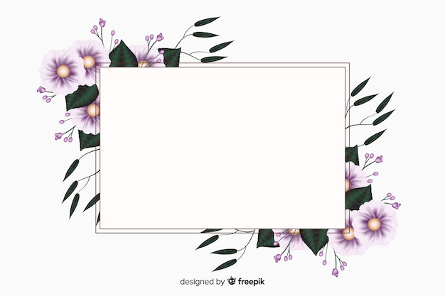 Free vector realistic blank banner with floral frame