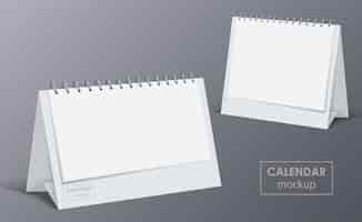 Vettore gratuito mockup realistico del calendario da tavolo vuoto su sfondo grigio illustrazione vettoriale isolata