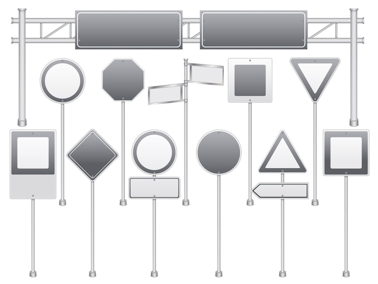 Free Vector realistic blank road signs set 