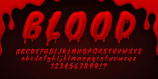 Реалистичный кровавый шрифт/алфавит