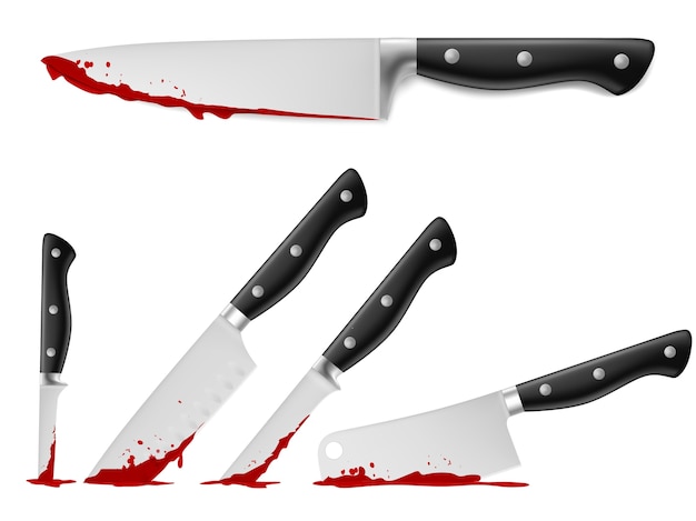 Realistic bloody knife collection