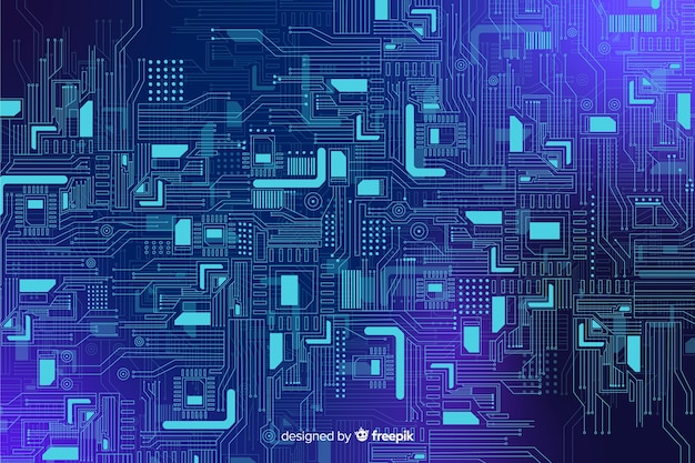 Free vector realistic blue circuit board backgrond