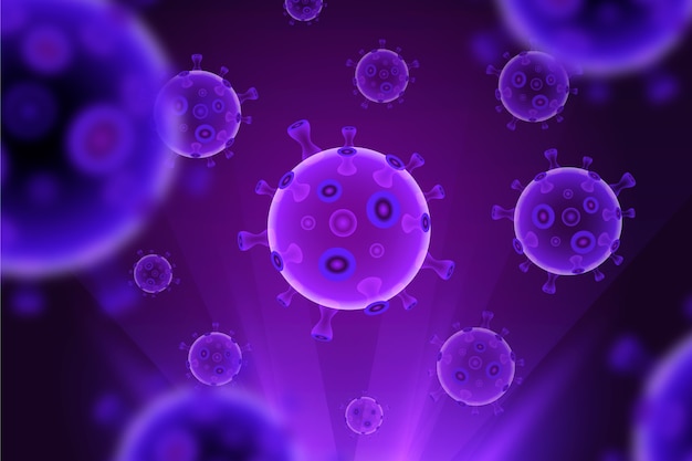 Realistic blue coronavirus hologram background