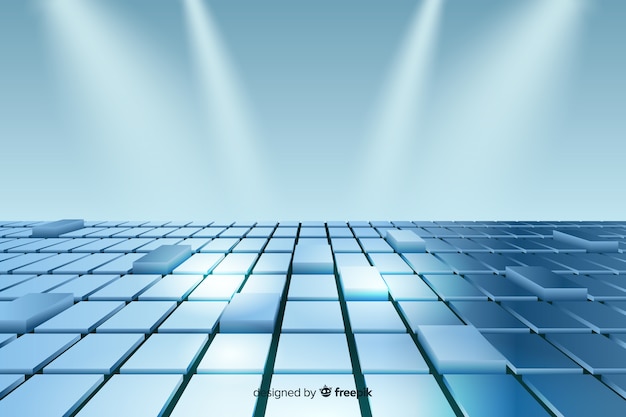 Realistic blue cubes floor background