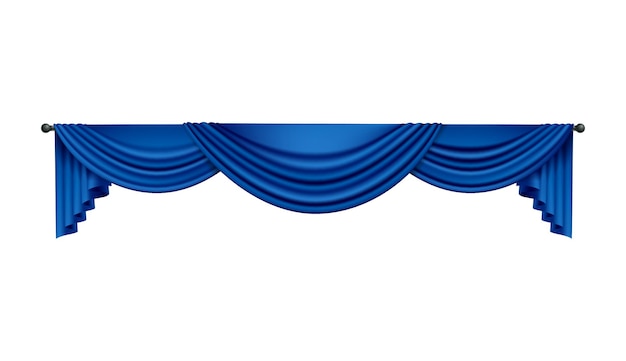 Free vector realistic blue curtains composition with isolated image of luxury curtain vector illustration