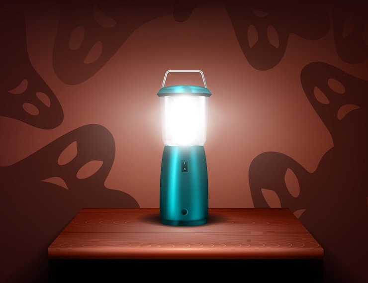 Free Vector realistic blue flashlight ghosts composition