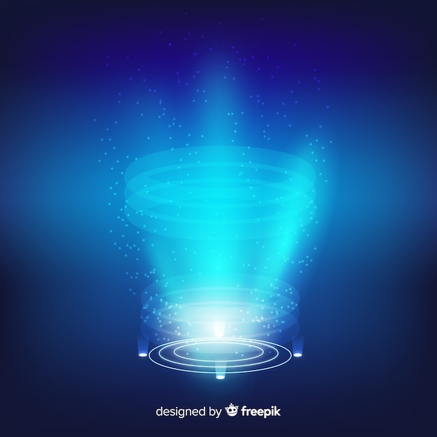 Free vector realistic blue hologram portal background