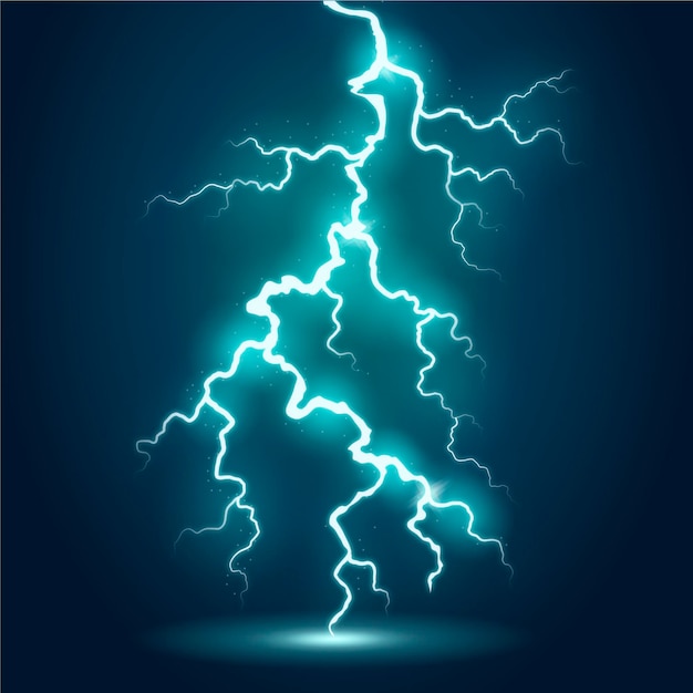 Бесплатное векторное изображение Реалистичный эффект синей молнии