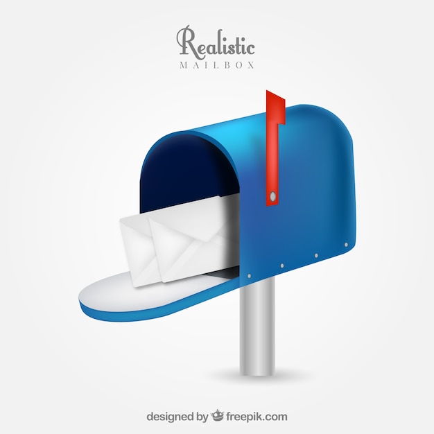 Realistic blue mailbox