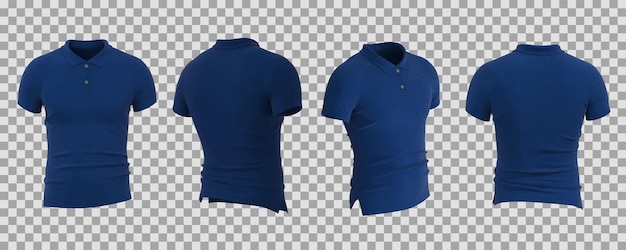 реалистичная синяя мужская рубашка поло с другого ракурса
