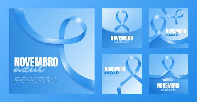 Free vector realistic blue november instagram posts collection in spanish