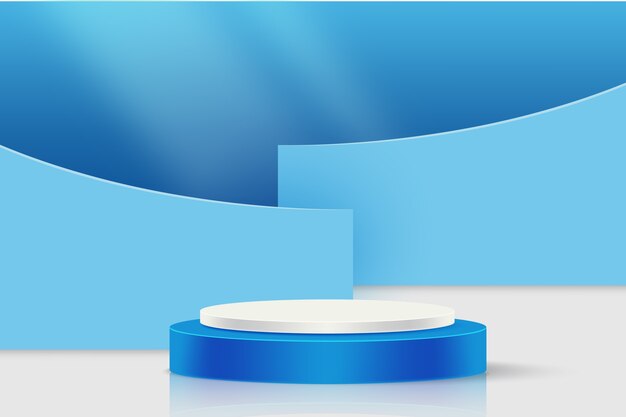 Realistic blue podium background