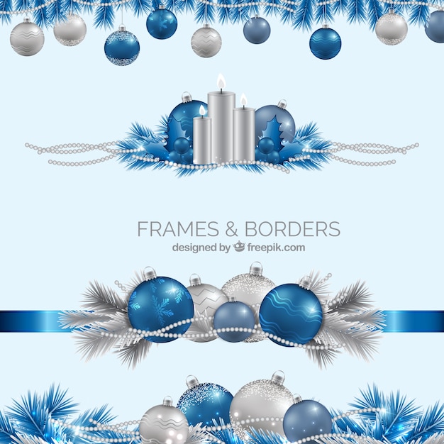 現実的な青と銀のクリスマスの境界線