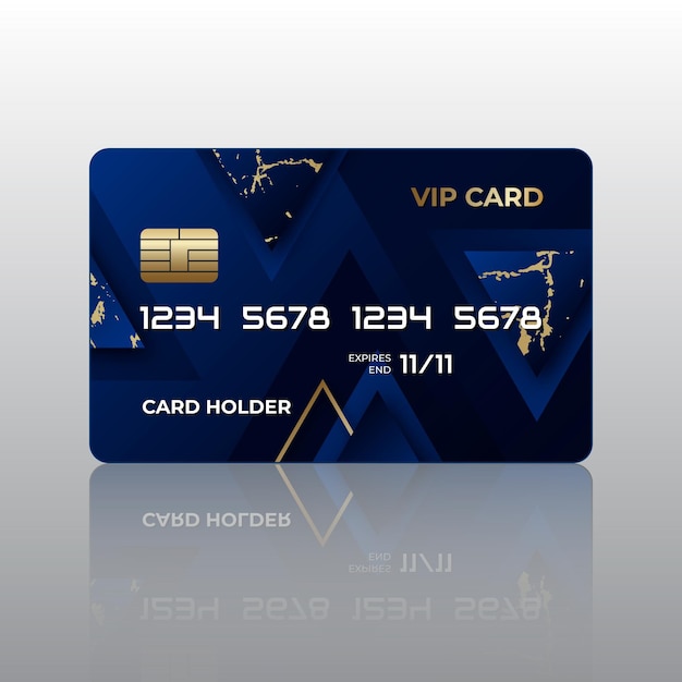 Free vector realistic blue vip card with golden details