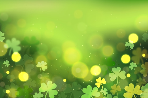 Realistic blurred clover st. patrick's day background
