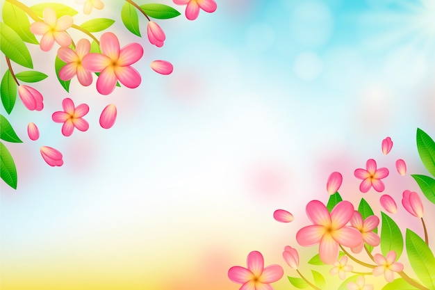 Free Vector | Realistic blurred floral background