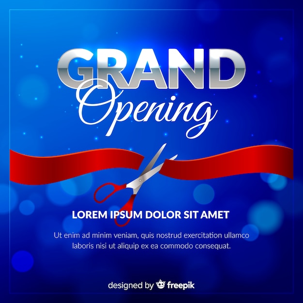 Free vector realistic blurred grand opening poster