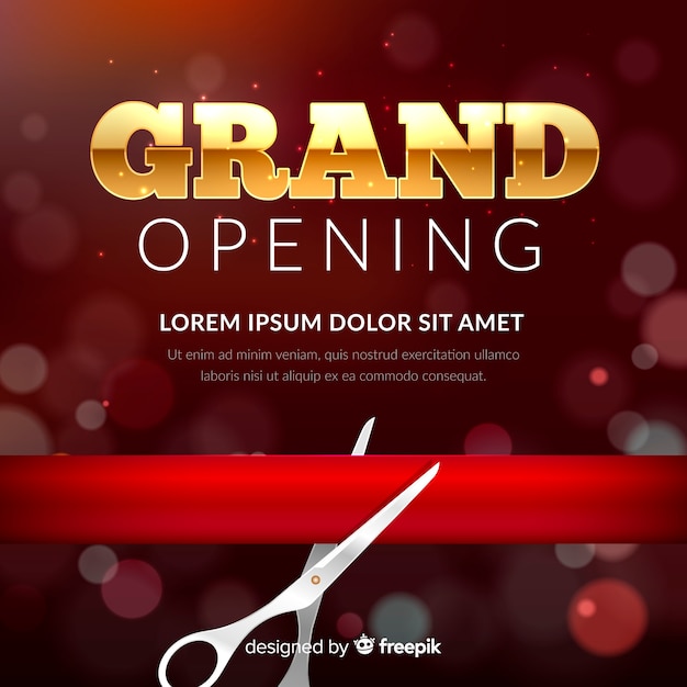 Free vector realistic blurred grand opening poster