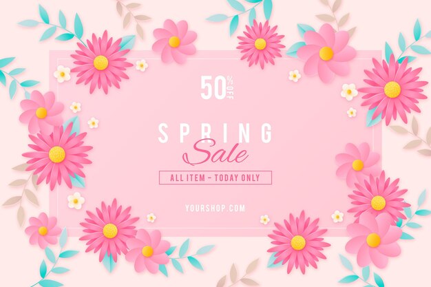 Realistic blurred spring sale illustration