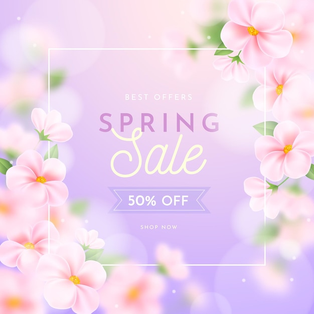 Free Vector realistic blurred spring sale illustration