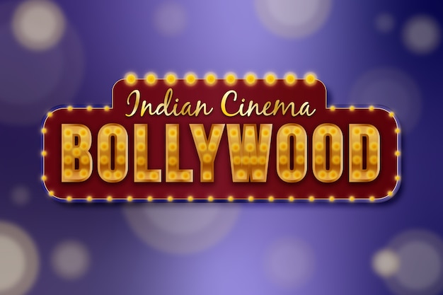 Realistic bollywood cinema sign design