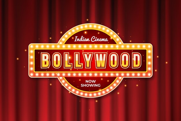 Realistic bollywood cinema sign