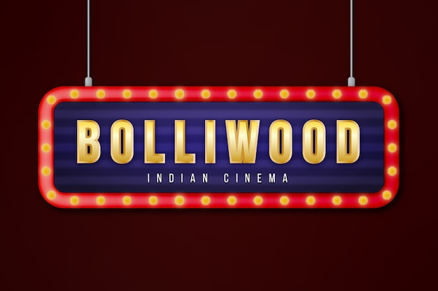 Vettore gratuito realistico segno del cinema di bollywood