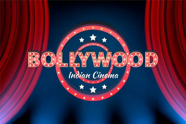 Realistic bollywood cinema sign