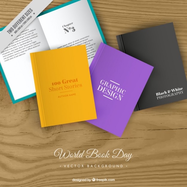 realistic books on a desktop background