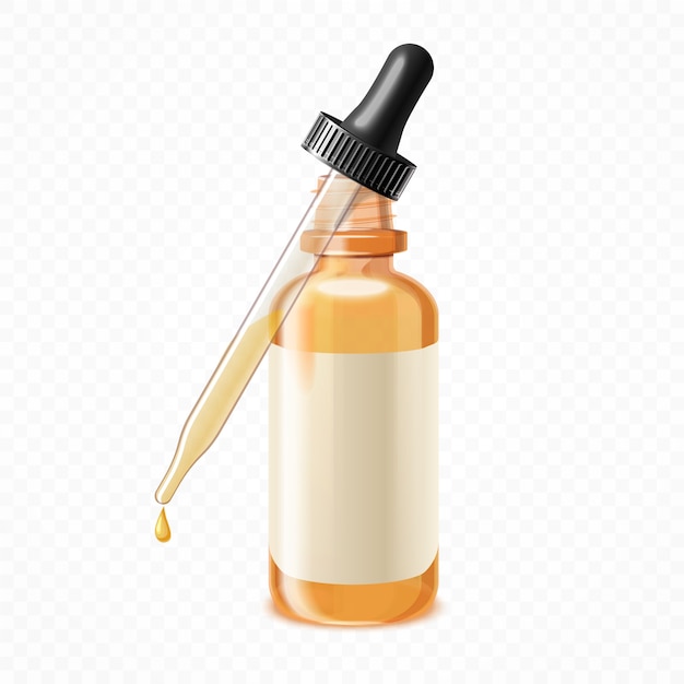 Realistic bottle with pipette