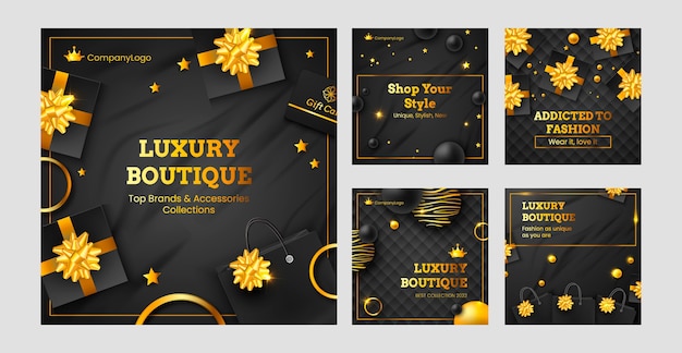 Realistic boutique instagram posts template