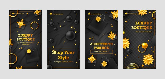 Realistic boutique instagram stories template