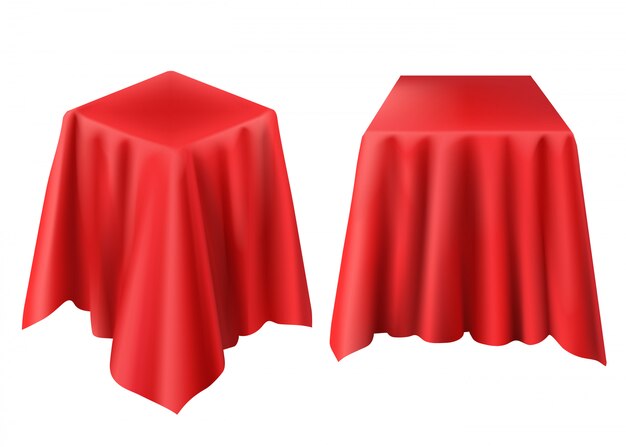 realistic box covered with red cloth