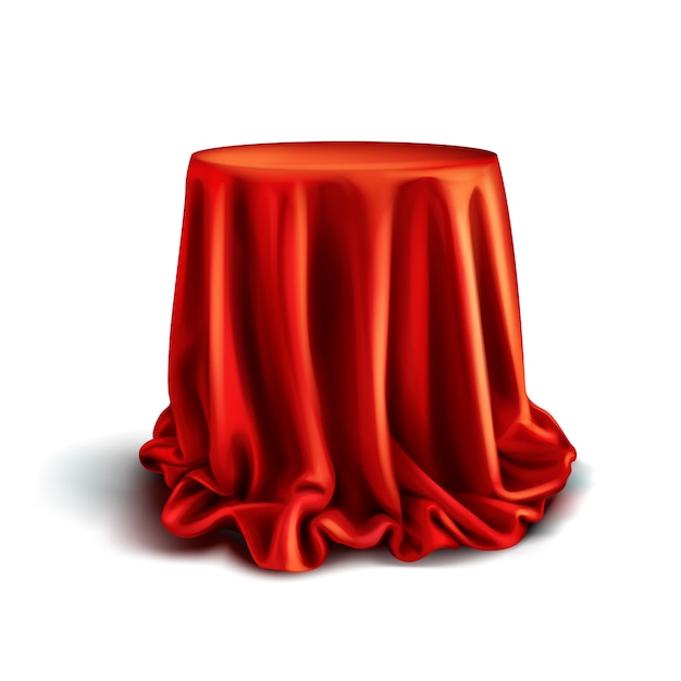 realistic box covered with red silk cloth isolated on white background. 