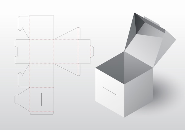 현실적인 상자 포장 다이 컷 템플릿