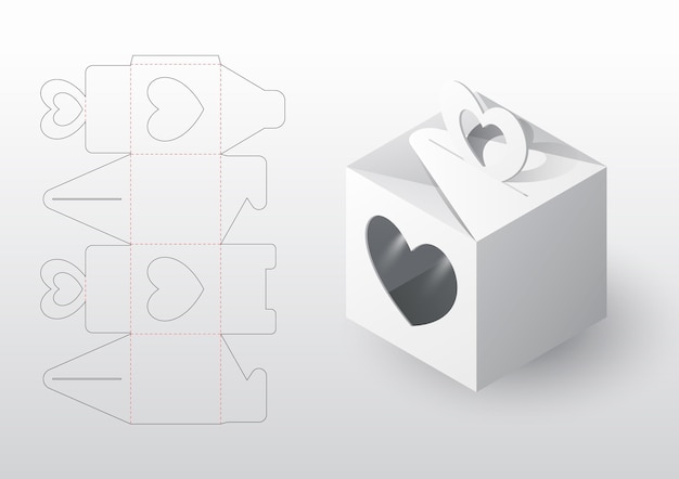 Realistic box packaging die cut template