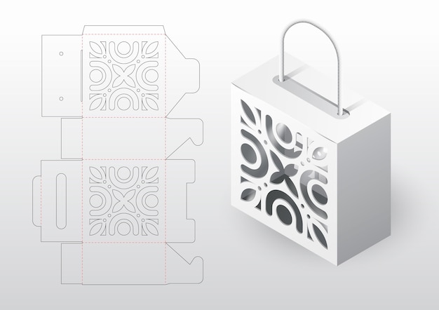 Realistic box packaging die cut template