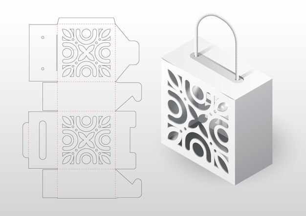 Realistic box packaging die cut template