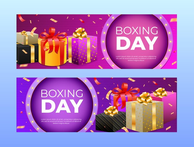 Free vector realistic boxing day horizontal banners set