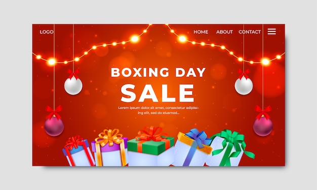 Free vector realistic boxing day landing page template